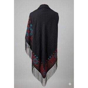 New Hand Embroidered Bedouin Wrap Fringe Detail Black Siwa Oasis Egypt ethnic